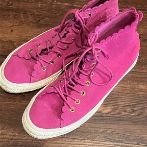 Converse Pink Scalloped Suede High-Top Shoes